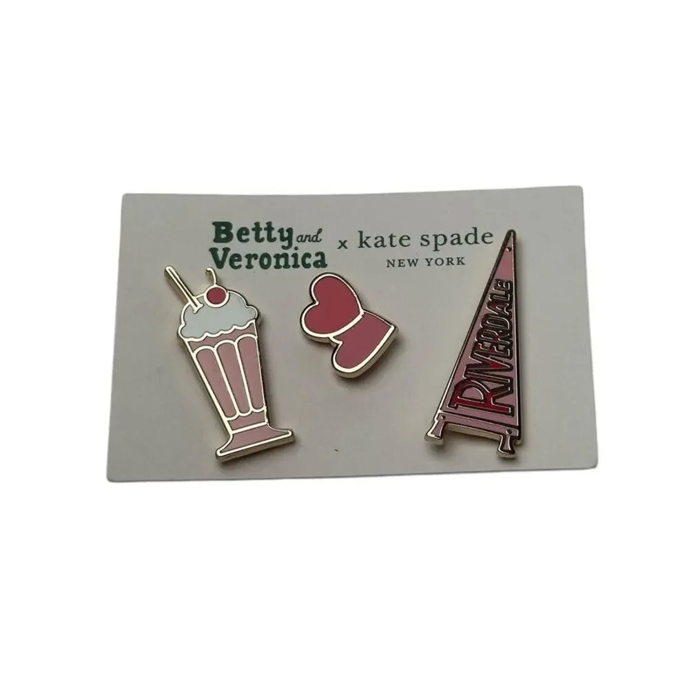 Kate Spade Archie Comics Betty and Veronica Enamel 3 Pin Set New